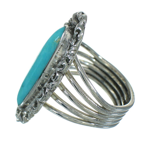 Silver Southwestern Turquoise Jewelry Ring Size 5 QX86059